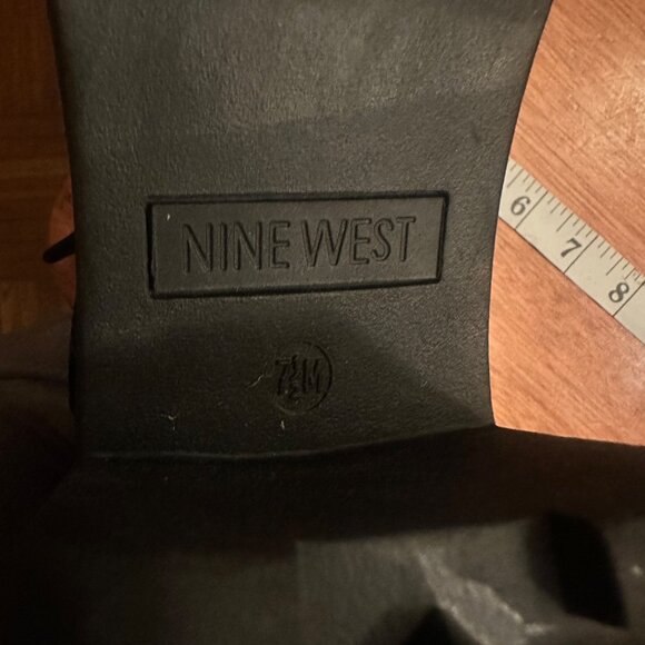 Nine West 8 Sherpa Black Combat Boot Chunk Heel Shoe - Picture 5 of 7